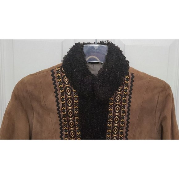 Vtg 70s Breier Of Amsterdam Women's Long Suede Jacket Brown Embroidered Sz Small - Picture 2 of 15